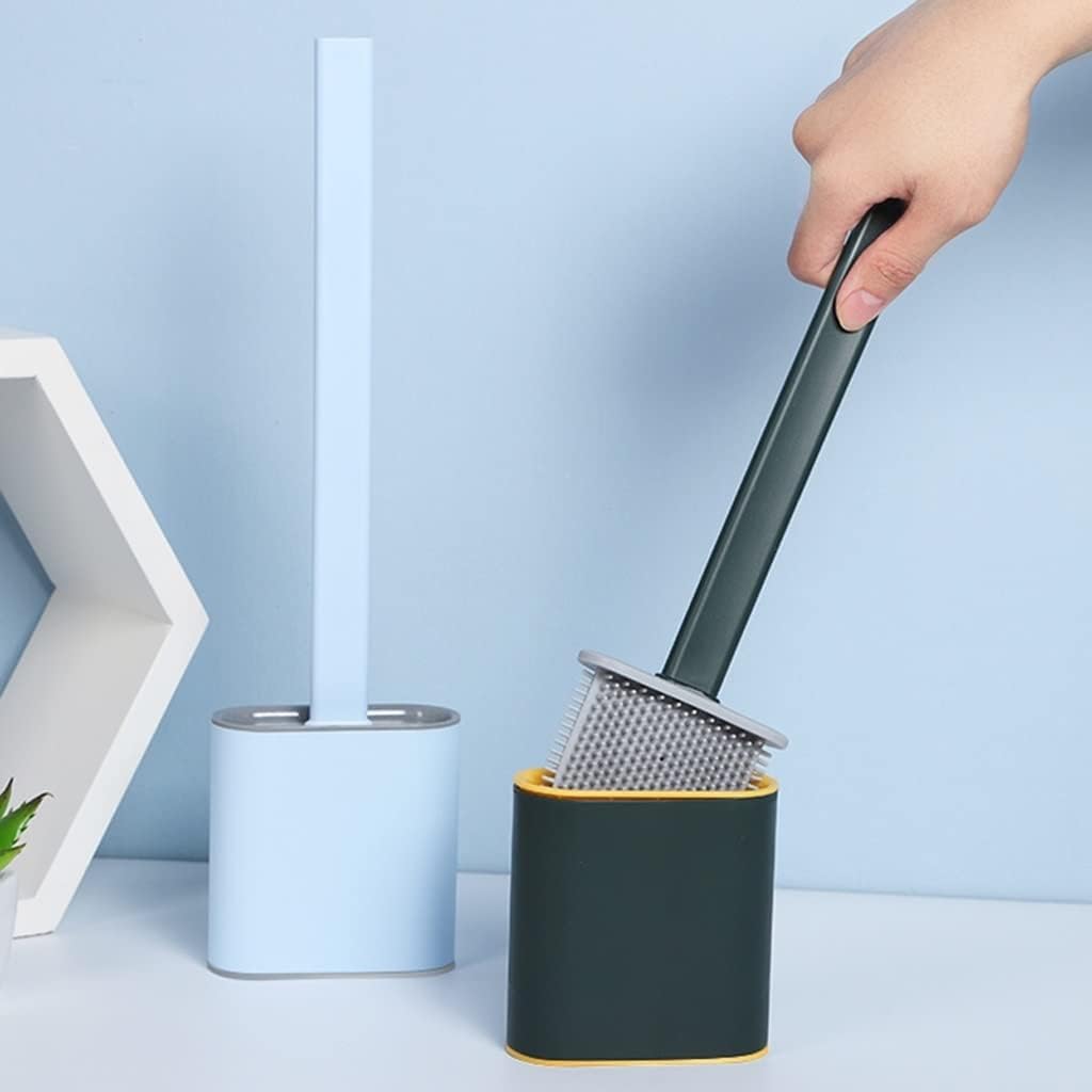 Toilet Brush Holder Toilet Brush Holder Wall-Mounted Silicone Toilet Bowl Brush Household Bathroom Toilet Cleaning Brush 360° No Dead Angle Brush Set Toilet Brush Holders(Pink)
