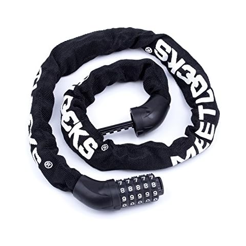 MEETLOCKS Bicycle Cycle Bike Chain Lock, 5 Digit Resettable Combination Code, 3CM*1m(1.18Inch*3.28Fts) Cover