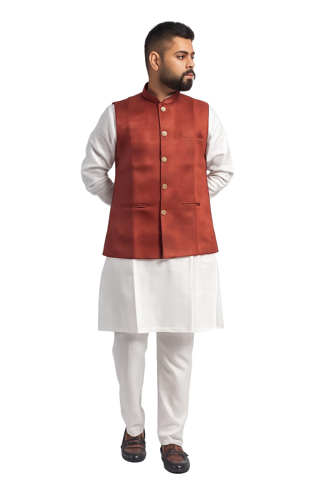 the sanskari an ethnic store Men’s Nehru Jacket in Light Cordura Fabric | Traditional koti with Delightful All-Over Self Work | Ethnic, Wedding, Office Party, Formal & Casual Wear-picture-25