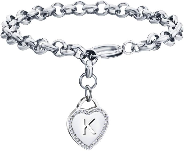 CaleesLLC Letter A to Z Initial Charm Bracelet Adjustable Stainless Steel Anklet Personalized Wrist Link for Women