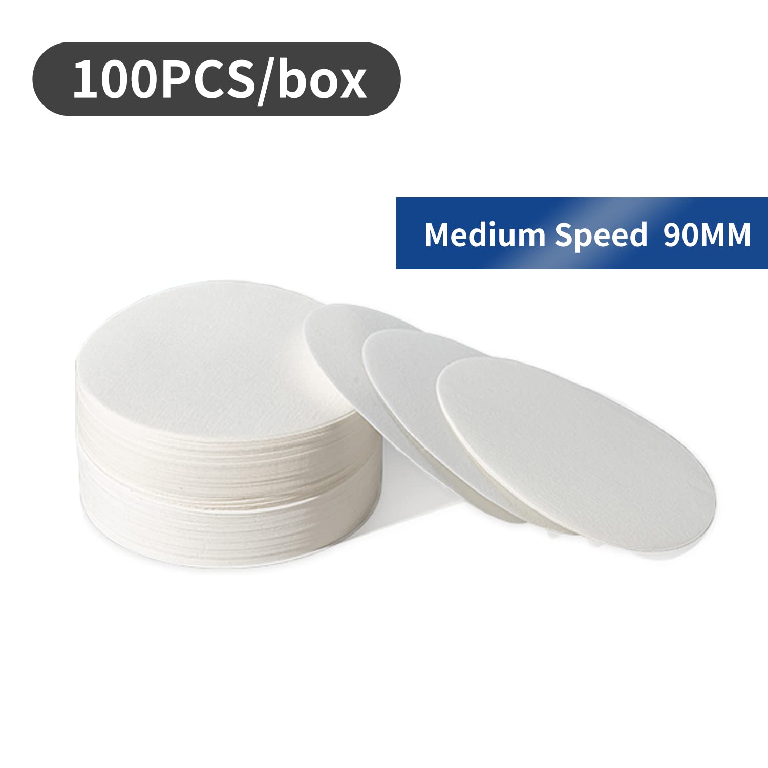 100 sztuk papieru filtracyjnego laboratoryjnego, okrągłe, filtry laboratoryjne, średnica 9 cm, krążki papierowe o średniej prędkości przepływu do zastosowań laboratoryjnych, zastosowań