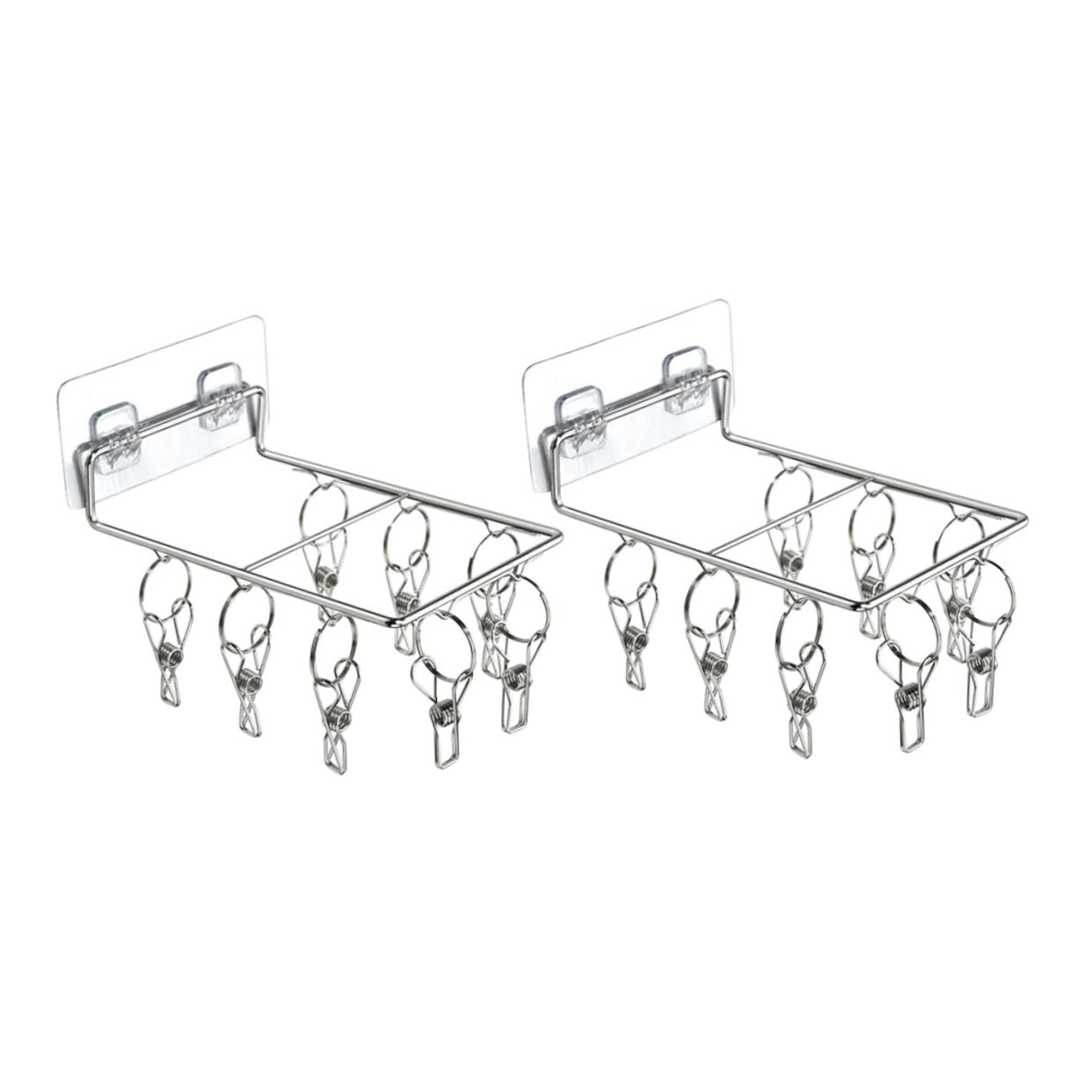 KOMBIUDA 2pcs Drying Rack Rack for Clothes Clothes Hangers Clothes Rack Clips Windproof Clothespin Hook Stainless Steel Sock Rack Multi-Functional Socks Racks Silver