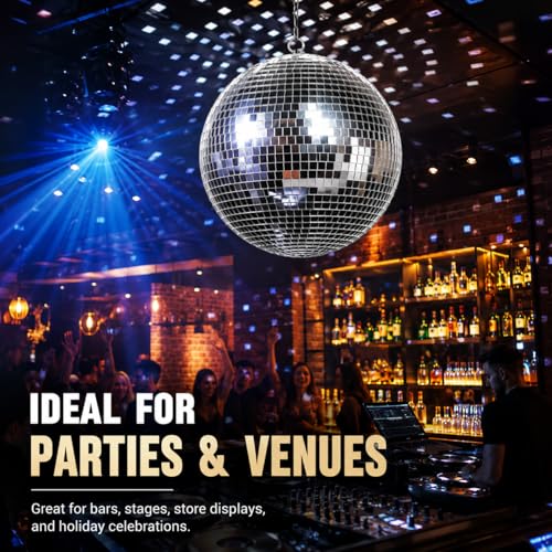 Youdepot - Bola espejada de discoteca de 16 pulgadas y paquete de 2 bolas de 4 pulgadas, decoraciones plateadas para fiestas, bodas, Navidad y decoración retro años 70 miniatura 5