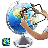 Illuminated World Globe for Kids Learning, 8 Inch Diameter Augmented Reality Interactive AR App...