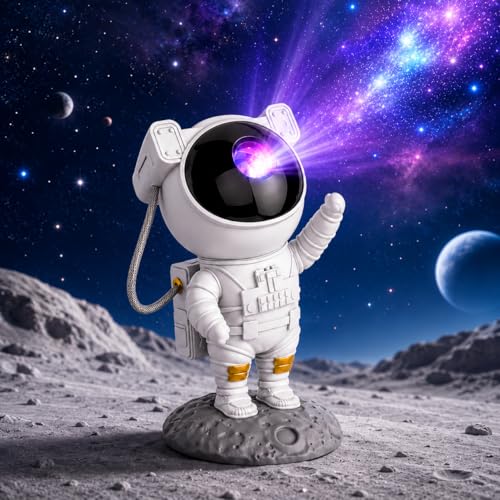 Projetor Astronauta Galáxia Premium, Luz Noturna Infantil Estrelas Verdes 7 Efeitos Nebulosa, Controle Remoto, Timer Quarto Decoração Criativa Relaxante Presente Adulto Criança - Astronauta Projetor