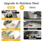 Stainless Steel Cat Litter Box, Metal Litter Box with High Sides & Lid, Open Top Low Entry Litter Pan Including Scoop, Non-Stick Easy Clean Anti-Scratch Kitty Cat Box for Indoor Cats, High Wall - Image 3