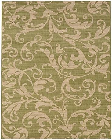 Garden Treasures Alcaston Essenza Green/Sand Rectangular Machine-made Inspirational Area Rug (Common: 8 X 10; Actual: 8-ft W x 10-ft L x dia)
