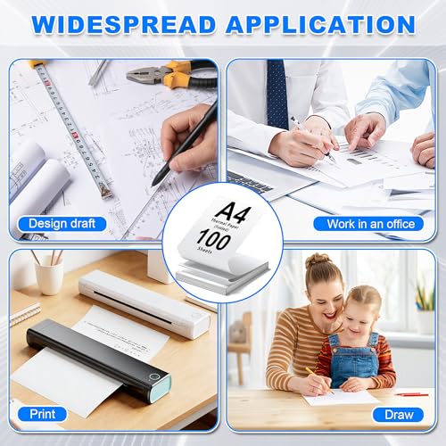 (100 Blatt) Thermopapier A4, Schnelltrocknendes Thermodrucker Papier A4, 210 x 297mm Kompatibel mit den Meisten Thermodruckern,BPA-freiThermodrucker Papier für Dokumente, Webseiten & Fotos