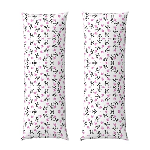 Funda de almohada larga con estampado de botella de perfume rosa femenino y caniche con cierre de cremallera, adorable y suave, funda de almohada decorativa, 1 unidad