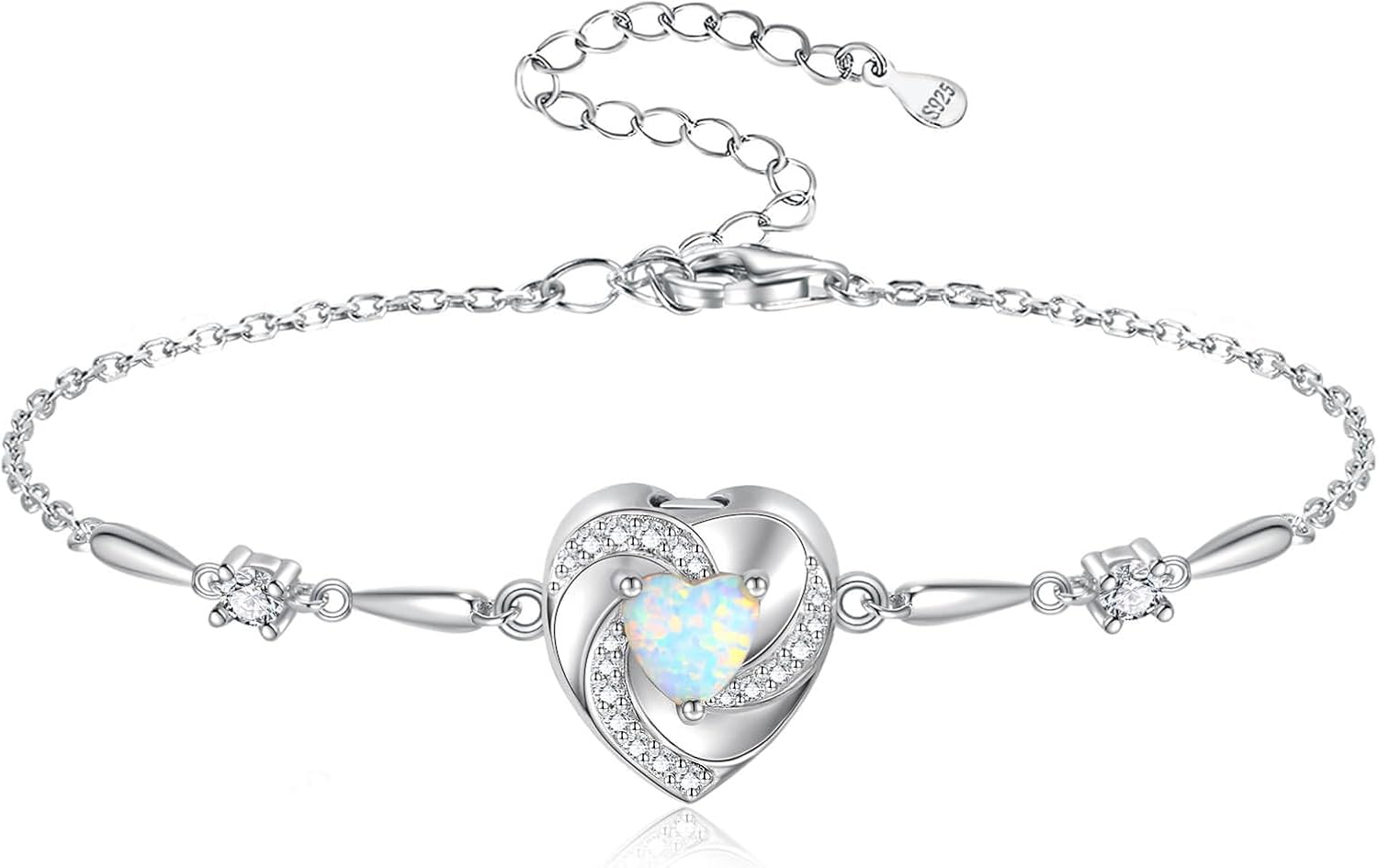 Sariel Opal Heart Ashes Urn Bracelet for Women 925 Sterling Silver Cremation Jewelry Memorial Gifts