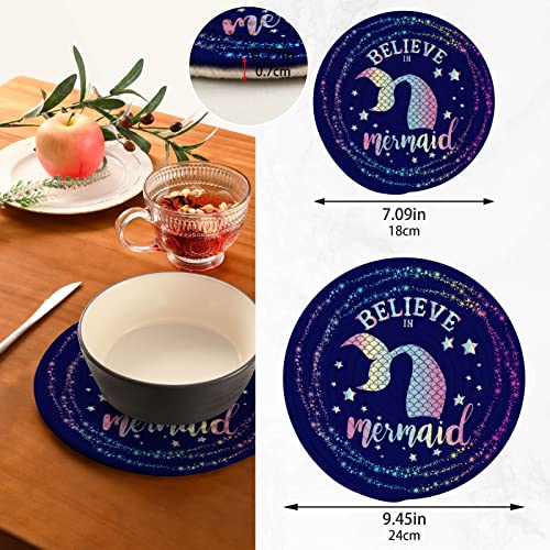Mermaid Pot Holders Set Trivets Set 2 Pcs Heat Resistant Round Coasters Cotton Thread Weave Placemats For Hot Dishes Pot Pans Bowl #TOP2