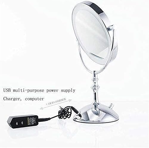 Miniatura 5 de Espejo de tocador de baño, espejo de maquillaje LED, espejo de tocador iluminado de 8 pulgadas, aumento 1x3x de doble cara, inalámbrico