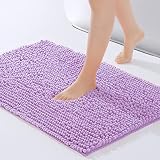 FRESHMINT Chenille Bathroom Rugs Non-Slip Bath Mat 24”x16.5“, Washable Soft Shower Mat, for Bathroom