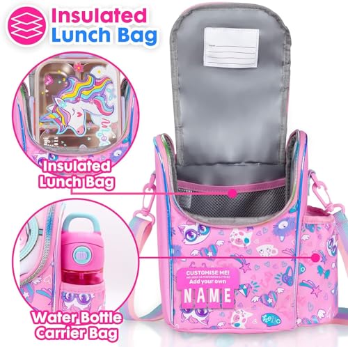 Image of Lunch Bag for Kids, Lunch Bag for Office Men, Women and Kids, Canvas Tiffin Bags for School, Picnic, Work, Carry Bag for Lunch Box and Water Bottle (Cat Vertical)