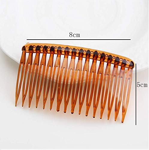 Hllmx 3Pcs Classic French Side Comb Light Coffee Transparent Dark Coffee Color Plastic Side Combs Insert Combs For Women #TOP2