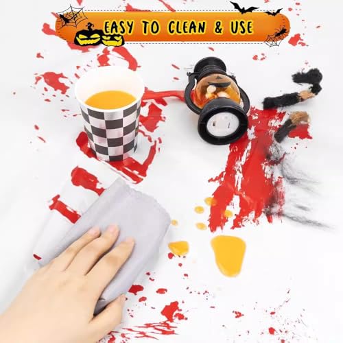 Nappe Halloween sanglante plastique jetable pour déco table horreur