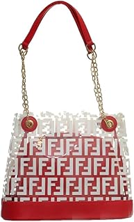 شنطة يد كبيرة من الجلد الصناعي تحتوي على شنطة داخلية بسوستة مع مقابض سلسلة قوية وتصميم مطبوع على شكل نمر، مصنوعة خصيصا للنساء، مجموعة من قطعتين - متعددة الألوان