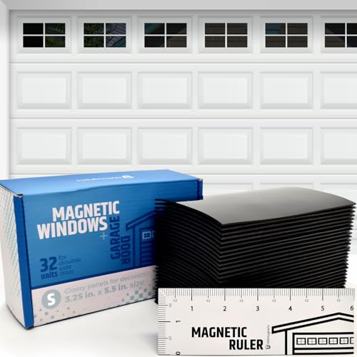 Strong & Glossy Magnetic Garage Door Windows (Size Small) - Looks Like Real Window Panels/Faux Panes - Easy to Align & Will Never Fall (Upgraded Magnets) | Fits 2 Car Garage | 32pcs 3.25X5.5