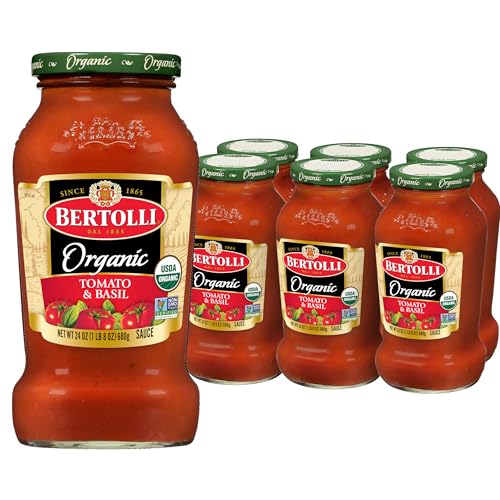 Image of Bertolli Organic Tomato Basil Pasta sauce, 24 oz (Pack of 6)