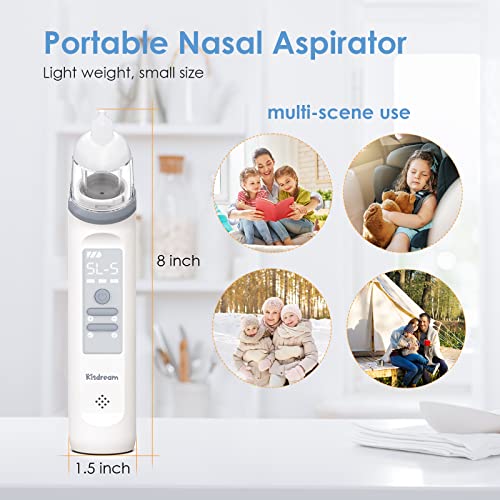 Nasal Aspirator for Baby: Nose Sucker - Electric Nose Suction 5 Level & Baby Nose Aspirator - Nose Cleaner 3 Silicone Tips Music & Colorful Light - Thumbnail 7