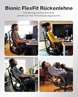 LiberNovo SE Ergonomischer Bürostuhl mit Fußstütze, Schreibtischstuhl mit manueller Lendenwirbelstütze, 5 Neigungspositionen, Computerstuhl für langes Sitzen, für Homeoffice und Gaming, Obsidian 48cm – Ansicht 6