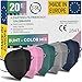 Produktbild 20x FFP2 Maske bunt [MADE IN EUROPA] - Farbige FFP2 Maske CE zertifiziert nach EN 149:2001+A:2009 - FFP2 Maske farbig [5 FARBEN] 20x atmungsaktive FFP2 bunt: FFP2 Maske schwarz blau rosa grau grün