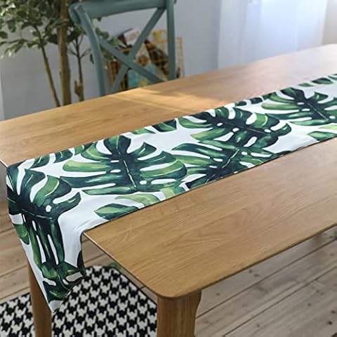 Camino de mesa con hojas de palma tropicales de Monstera de Lunconyine Cover