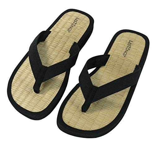 Japanwelt Les Tongs Zimtlatschen Y-Basic Black - gesunde Zimtsandalen mit Zimtsohlen aus Vietnam - Unisex Größe 43/44 EU Schwarz