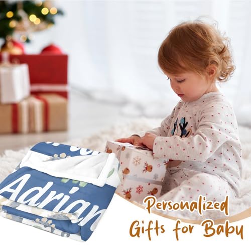 Image of Personalized Baby Blanket with Name, Custom Name Blanket for Kids | Soft Flanne Blankets in Easter Personalized Baby Gifts for Infant Newborn Shower (Dinosaur)