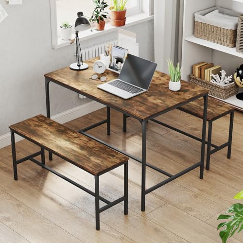 Lista de Antecomedor Walmart los más solicitados. 45 GOMYHOME Mesas de Comedor con 2 Bancos para 4 a 6 Personas Comedor 2 en 1 Mesa de Cocina Moderno Marron
