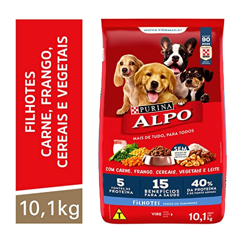 Purina Alpo NESTLÉ Ração Seca para Cães Filhotes Receitas Caseiras Carne, Leite e Cereais 10,1kg