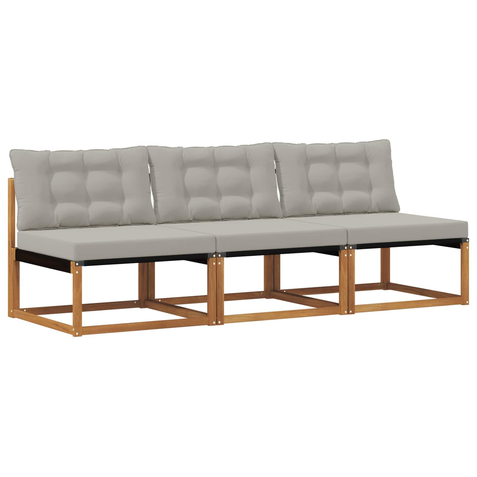 vidaXL 3 Pezzo Divano Centrale per Esterno, Set da Giardino in Legno di Acacia, mobili Moderni, Resistenti alle intemperie, Relax Versatile per Il Balcone