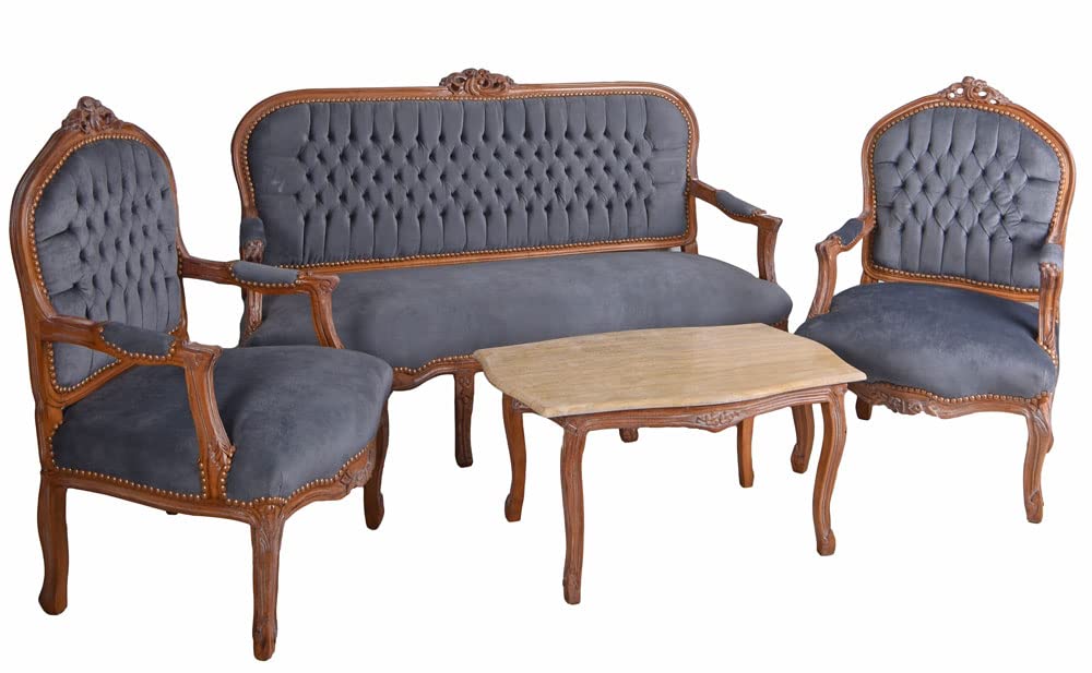 Palazzo cat381g19 Salon Set Wooden Padded Grey South France Rococo