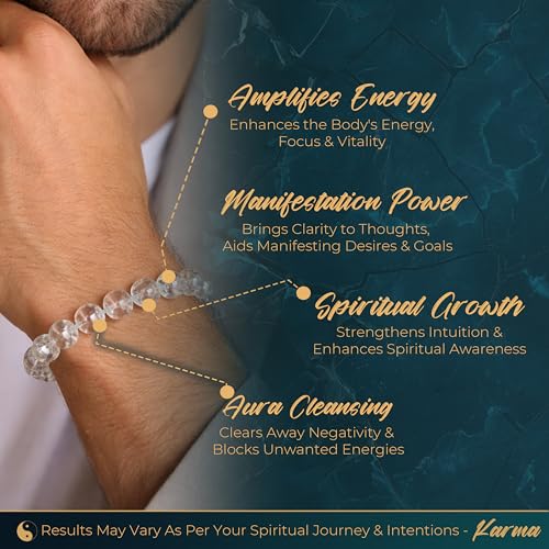 Image of ORBON Certified Natural Crystal Stone Bracelet for Men & Women | Single Stone Gemstone Stretch Bracelet | Real Certified Stone with Authenticity Certificate & Activation Card | 8mm Beads