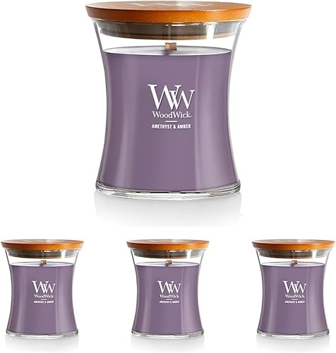 Vista 51 de WoodWick Warm Woods Vela mediana en frasco, con forma de reloj de arena, cera de mezcla de soja prémium, mecha de madera Pluswick Innovation