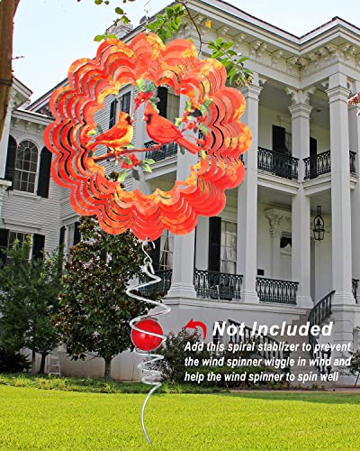 Cardinal Wind Spinner, 3D Bird Spinners With Holly Outdoor Metal Art, Stainless Steel Large Spinning Ornament, 12In Red Hanging Spinners For Yard And Garden Decor, Orange Spinfinity #TOP3