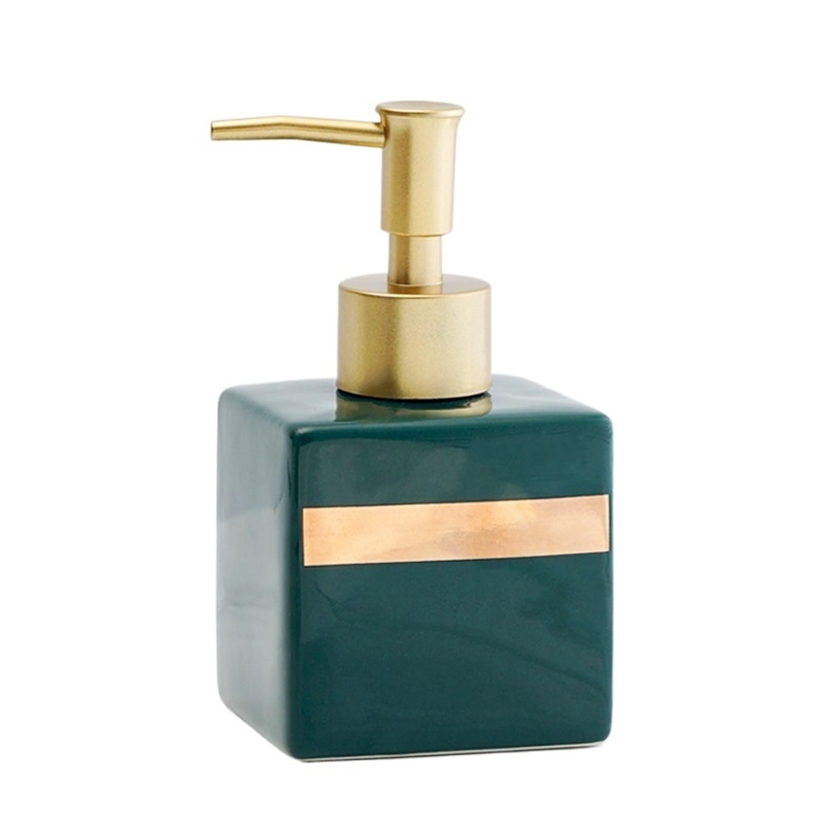 Soap Dispenser Square Ceramic Soap Dispenser With Pump Bathroom Shampoo Lotion Dispensing Bottle(Green)