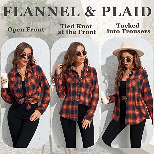 Deer Lady Plaid Flannel Shirts for Women Buffalo Plaid Shirts Oversized Long Sleeve Casual Button Down Blouse Top3