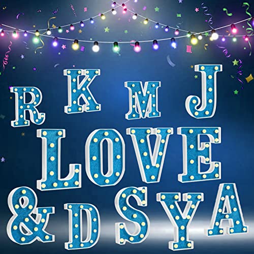 Led Marquee Letter Lights, Light Up Shiny Blue Marquee Signs, Glitter Alphabet Letter Lights Battery Powered For Night Light Birthday Gifts Wedding Holiday Party Bedroom Home Bar Decorations, Blue H #TOP5