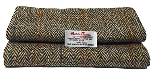 Traditioneller Harris-Tweed-Stoff, Fischgrätenmuster, reine Wolle, gewebt, mit Echtheitsetiketten...