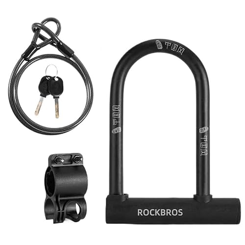 Hdrtcbu U-Lock With Cable Chain Lock U Lock Shape Electric Scooter Padlock Anti-Theft Cable Set Mtb Road Accessories Motorbike Lock(U-Lock With Cable)