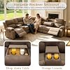 Fabric Reclining Sectional Sofa Set with 2 Manual Recliners for Living Room Furniture Sets, 6-Seat L-Shaped Corner Couch with Coffee Table/Cup Holders/Storage for Home/Office(Latte)