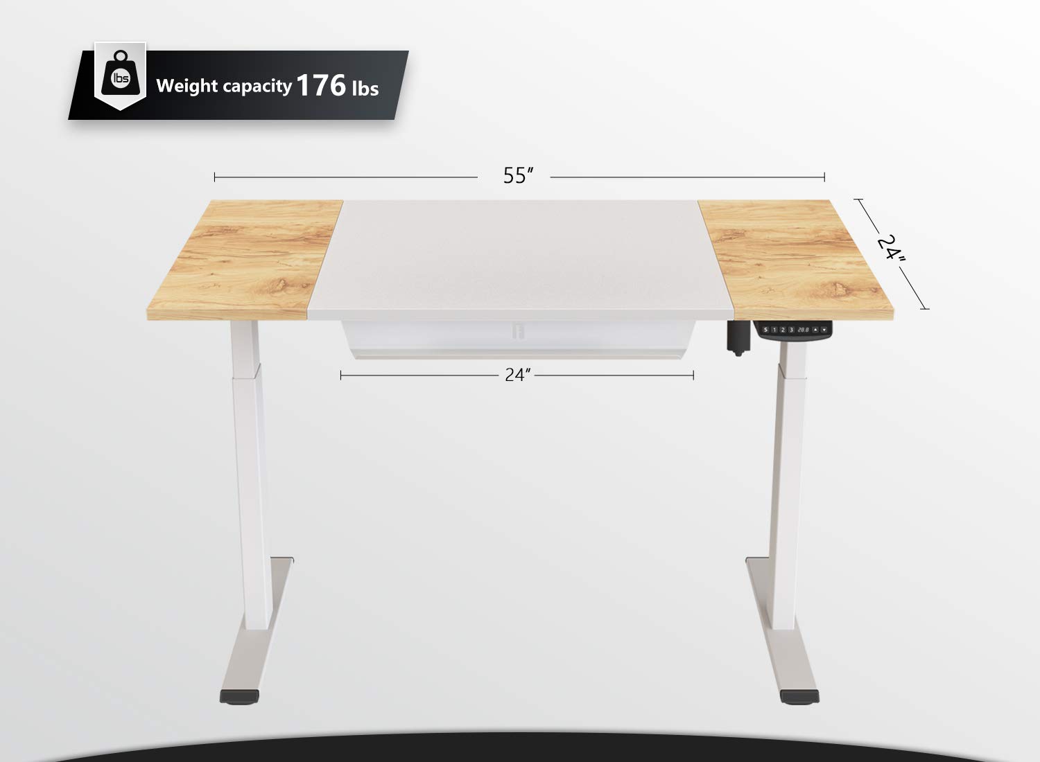 FEZIBO Height Adjustable Electric Standing Desk, 55 x 24 Inches Stand