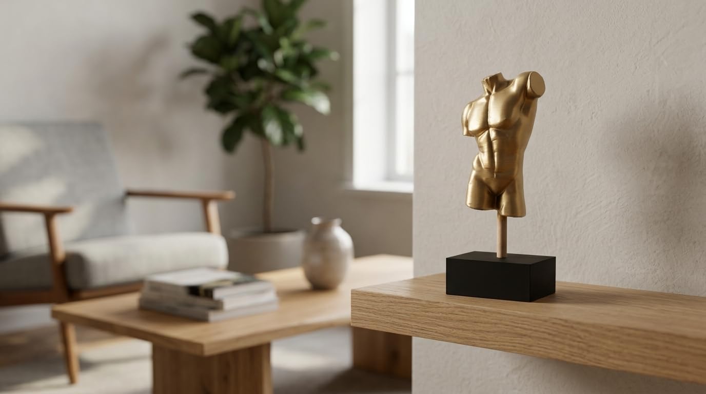 Male Torso Statue - Classical Greek Athletic Gold Bust