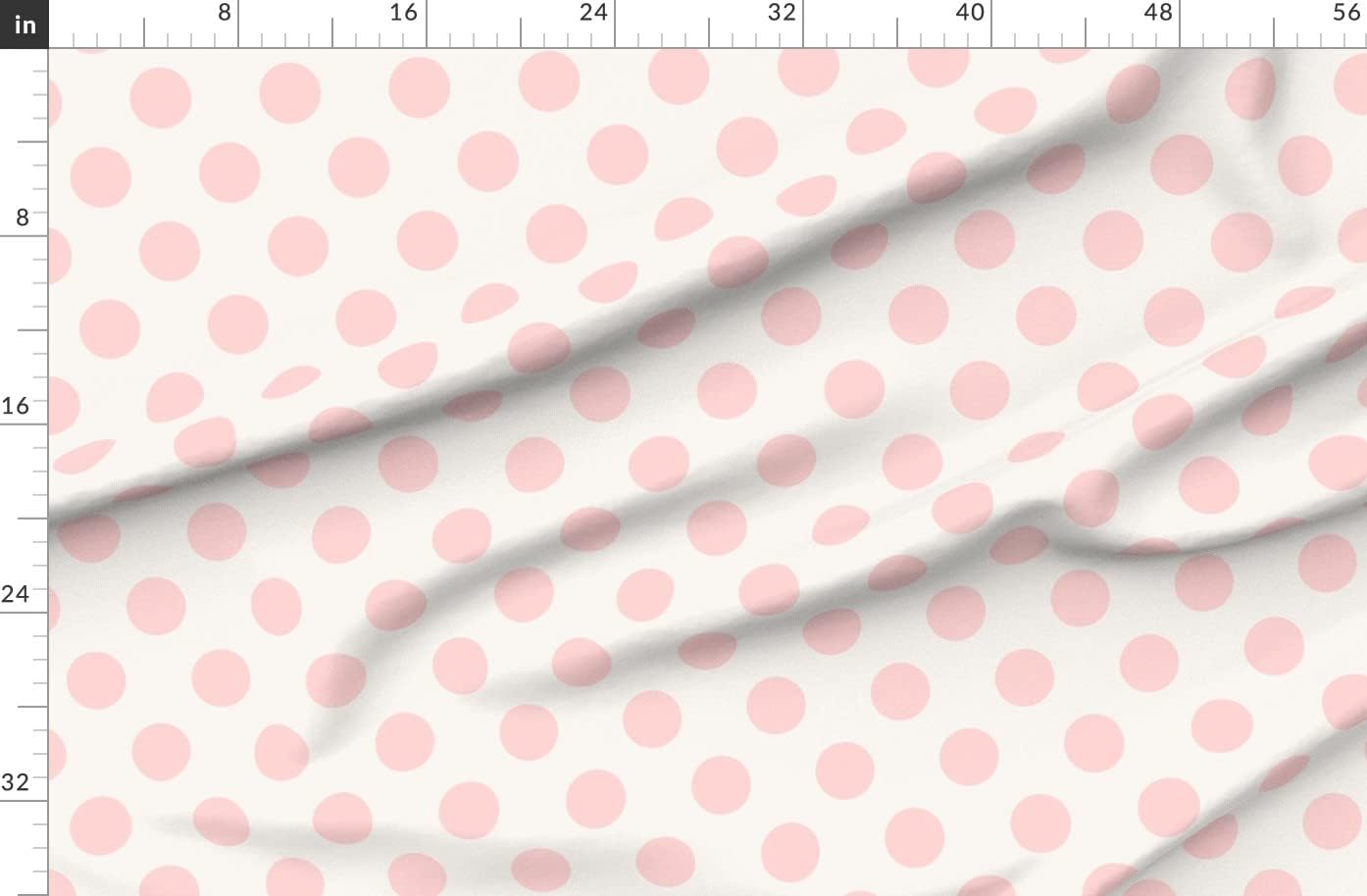 Spoonflower Fabric - Polka Dots Pale Pink White Girl Nursery Print Womens Blush Shower Printed on Organic Cotton Sateen Fabric by The Yard - Sewing Quilting Apparel Home Decor