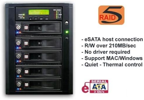 USB3.0/eSATA 5x tray-less SATA bay hardware JBoD/RAID0,1,3,5 enclosure - eBOX-eSU3
