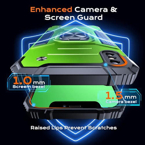 Image of Anqrp Heavy Duty Case for iPhone X /XS Case with Enhanced Ring Holder Grip Stand, Military Grade Shockproof Rugged Drop Protective Silicone Hard Slim iPhone X /XS Phone Case Cover,Spring Grass
