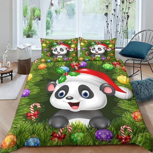 Housse de couette panda de Noël avec fermeture éclair