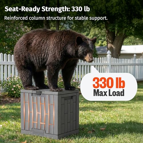 EAST OAK Outdoor Storage Box, 31 Gallon Deck Box Indoor and Outdoor Use, Waterproof Resin Storage Bin for Package Delivery, Patio Cushions, Gardening Tools, Lockable, UV Resistant, Grey by EAST OAK - Image 4