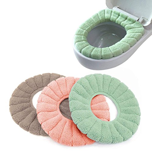 Pinji 3PCS Housse de Siège de Toilette Multicolore Chaud Protection Housse de Cuvette Couverture Toilette Siège Housse WC Couvercle Toilette Siège Housse pour abattant WC (#2) Cover